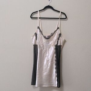 Cacique Cream Elegant Black Lace Trim Chemise